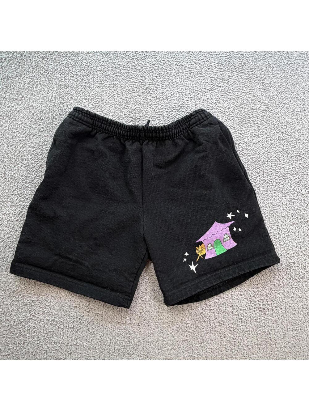 Rainbow Kittens Surprise Los Angeles Apparel Fleece Shorts Black Womens M USA